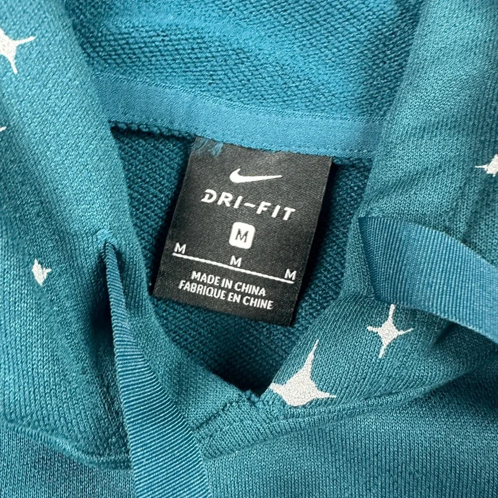 Nike Dri-Fit‎ Get Fit Star Print Hoodie Womens Medium Teal Sweatshirt CJ0008-347
